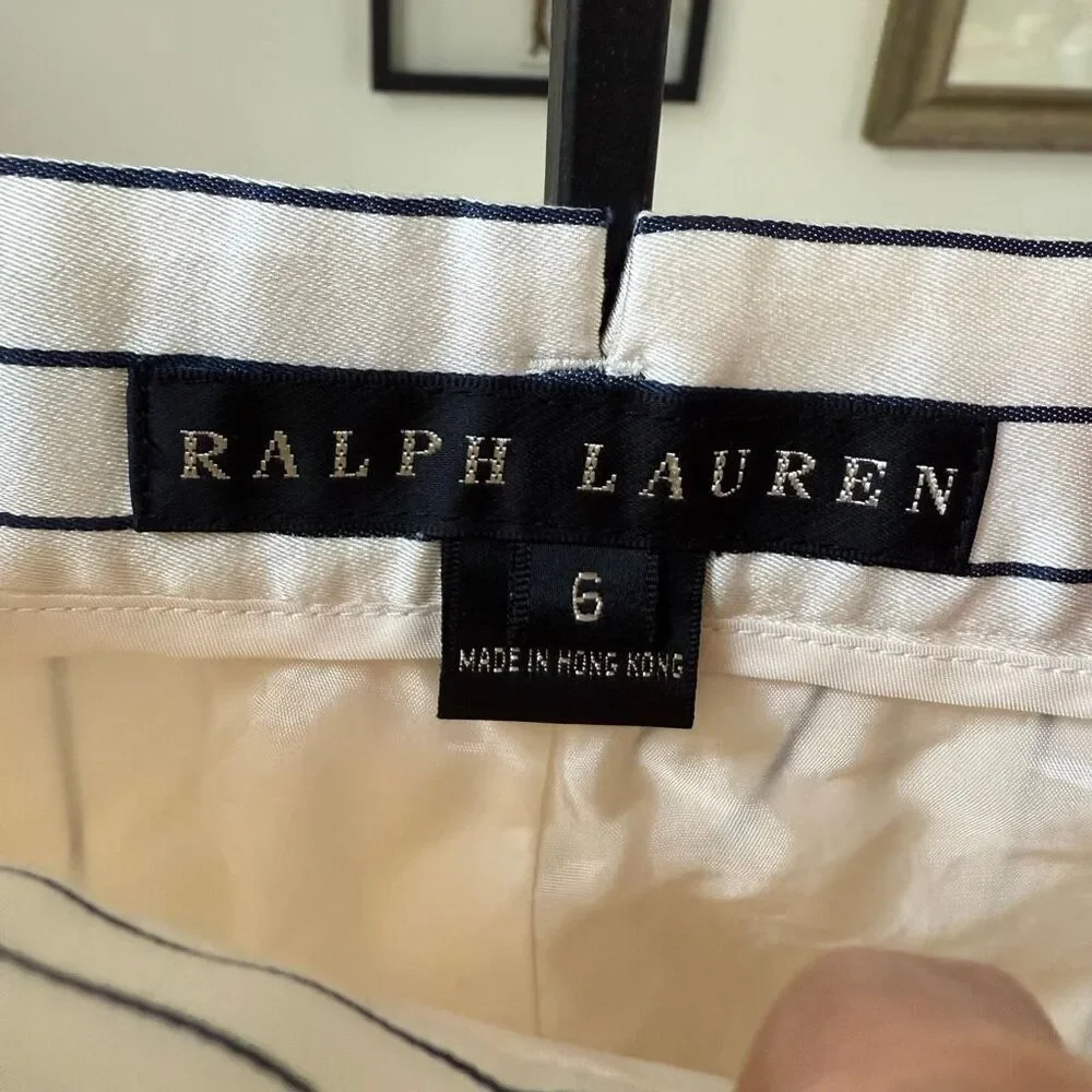 Vintage Ralph Lauren Black Label 100% Silk Stripe Ankle Trousers Pants 6